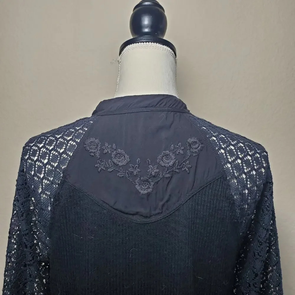 Free People Sweetest Thing Black Blouse Small
